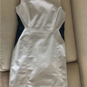 Tahari White and Black Midi Dress